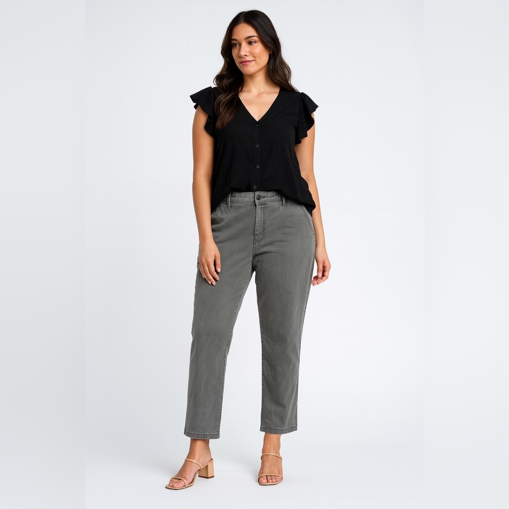 Old Navy Gray Easy Chino Pants Cotton Blend Stretch – Women’s Size Large